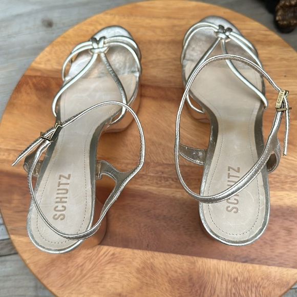 SCHUTZ Gold Platform Sandals - Picture 7 of 16